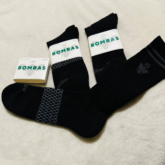 Bombas Calf Socks mens size XL solid black Honeycomb cushion stay up 3 pairs new - Picture 2 of 9